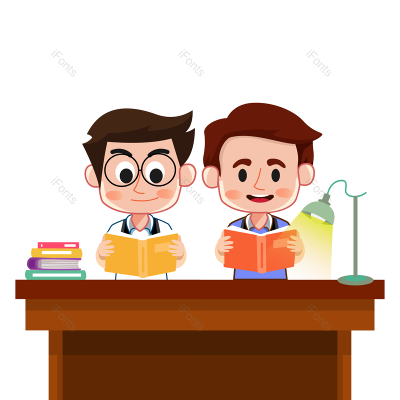 学习图片,书本元素,男孩PNG,读书免抠素材